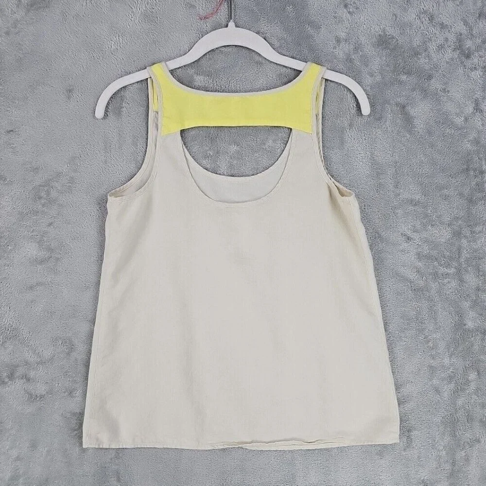 Patagonia Top Womens Size 4 Beige/Yellow Strap Combo Organic Cotton Lyocell Tank - Picture 2 of 6